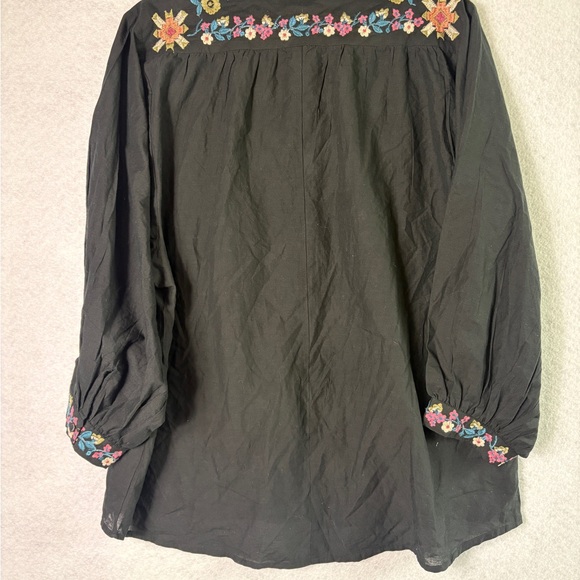 Tolani Black Tunic with Multicolor Floral Embroidery - Picture 2 of 3